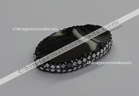 NGC1780 35*55mm oval agate gemstone connectors wholesale