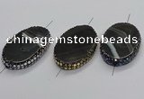 NGC1783 35*55mm oval agate gemstone connectors wholesale