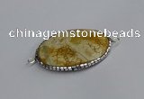 NGC1820 35*50mm oval agate gemstone connectors wholesale