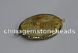 NGC1821 35*50mm oval agate gemstone connectors wholesale