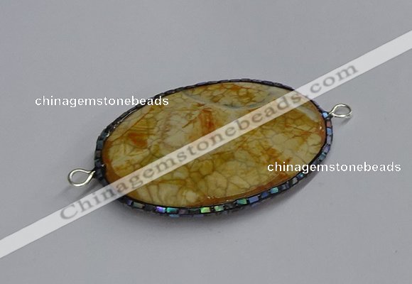 NGC1822 35*50mm oval agate gemstone connectors wholesale