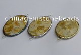 NGC1823 35*50mm oval agate gemstone connectors wholesale