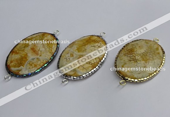 NGC1823 35*50mm oval agate gemstone connectors wholesale