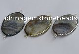 NGC1828 35*50mm oval agate gemstone connectors wholesale