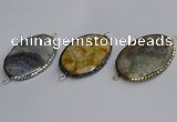 NGC1829 35*50mm oval agate gemstone connectors wholesale