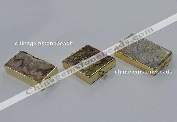 NGC1847 20*40mm - 30*45mm rectangle crazy lace agate connectors