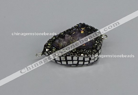 NGC1850 22*30mm - 25*35mm flat teardrop plated druzy amethyst connectors