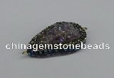 NGC1852 22*30mm - 25*35mm flat teardrop plated druzy amethyst connectors