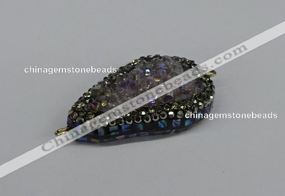 NGC1852 22*30mm - 25*35mm flat teardrop plated druzy amethyst connectors