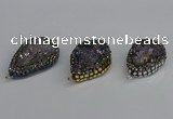 NGC1853 22*30mm - 25*35mm flat teardrop plated druzy amethyst connectors