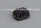 NGC1857 15*35mm - 22*30mm rectangle plated druzy amethyst connectors