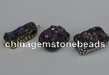 NGC1858 15*35mm - 22*30mm rectangle plated druzy amethyst connectors