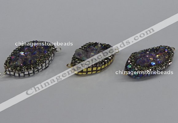 NGC1863 20*30mm - 22*35mm marquise plated druzy amethyst connectors