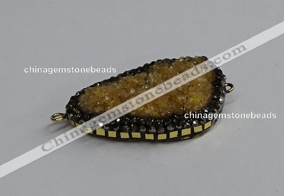 NGC1871 22*35mm - 25*40mm freeform druzy citrine connectors