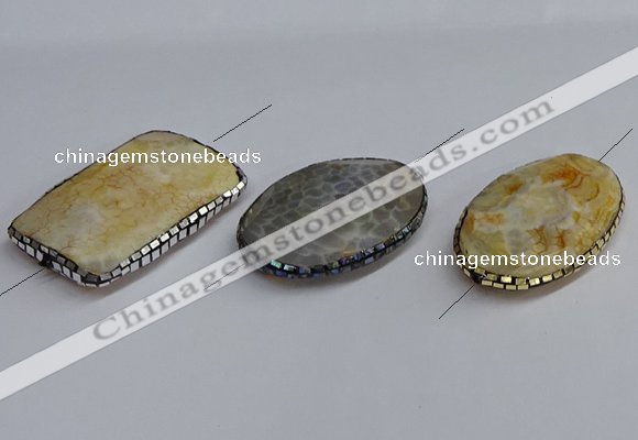 NGC1889 30*40mm - 30*45mm freeform agate gemstone connectors