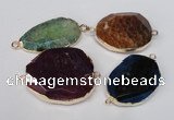 NGC189 20*35mm - 25*40mm freeform druzy agate connectors