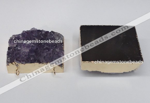 NGC195 35*45mm - 40*45mm freeform druzy amethyst connectors