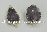 NGC196 20*28mm - 25*30mm freeform druzy amethyst connectors