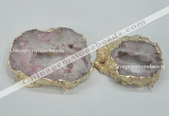 NGC202 50*60mm - 55*75mm freeform druzy agate connectors