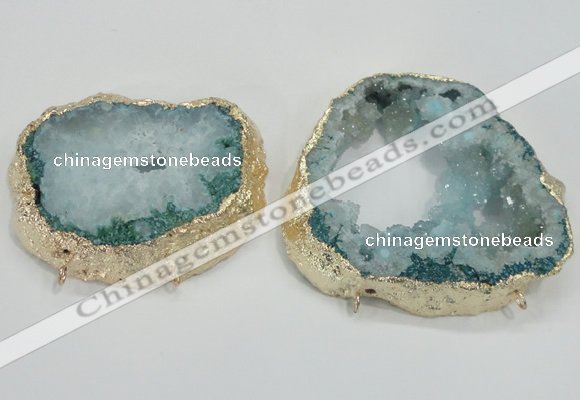 NGC203 50*60mm - 55*75mm freeform druzy agate connectors