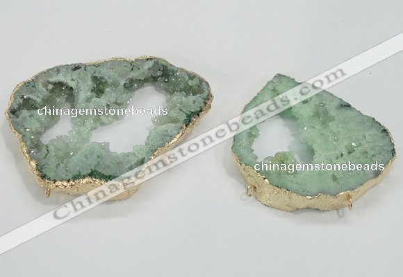 NGC204 50*60mm - 55*75mm freeform druzy agate connectors