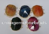 NGC209 30*40mm freeform agate gemstone connectors wholesale