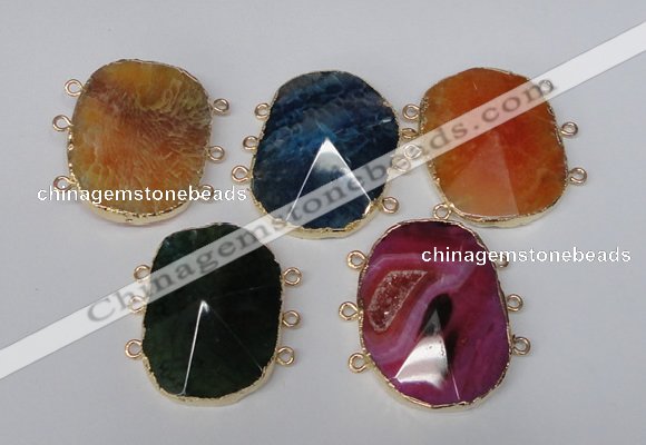 NGC209 30*40mm freeform agate gemstone connectors wholesale