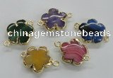 NGC218 24mm - 25mm flower agate gemstone connectors wholesale