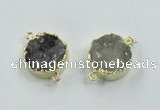 NGC246 16mm - 18mm coin druzy agate gemstone connectors