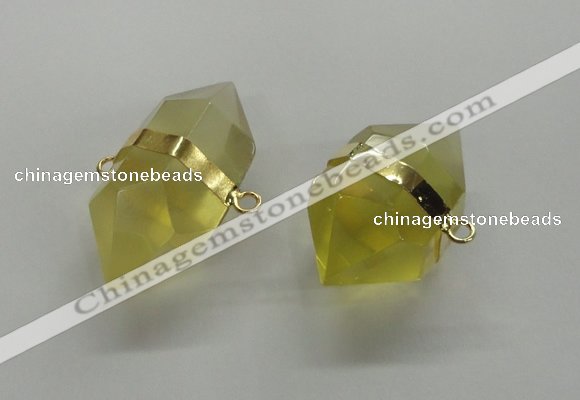 NGC261 18*30mm - 20*35mm faceted nuggets lemon quartz connectors