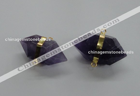 NGC262 18*30mm - 20*35mm faceted nuggets amethyst connectors