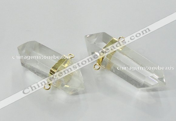 NGC266 15*45mm - 18*50mm faceted nuggets white crystal connectors