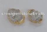 NGC267 35*45mm - 40*50mm freeform plated druzy agate connectors