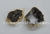 NGC272 30*35mm - 35*40mm freeform plated druzy agate connectors