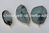 NGC283 22*45mm - 40*55mm freeform druzy agate connectors