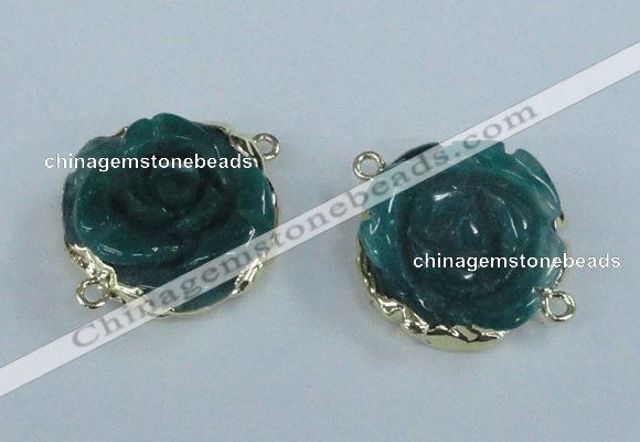 NGC291 23*25mm - 26*28mm carved flower agate gemstone connectors