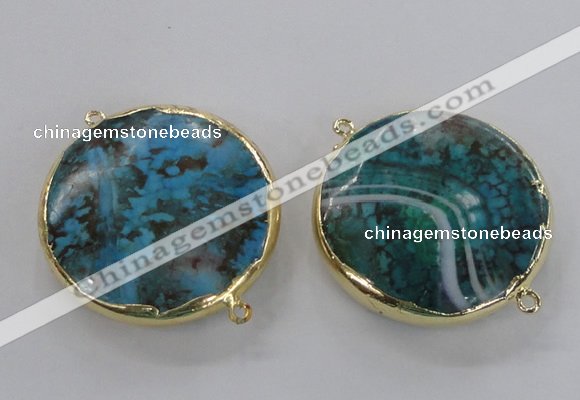 NGC299 35mm flat round agate gemstone connectors wholesale