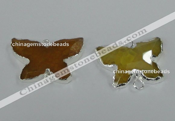 NGC308 22*30mm carved butterfly agate gemstone connectors
