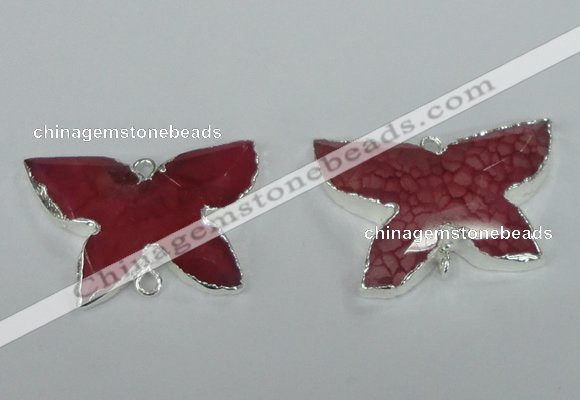 NGC309 22*30mm carved butterfly agate gemstone connectors