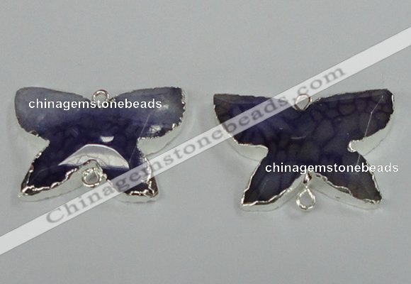 NGC310 22*30mm carved butterfly agate gemstone connectors
