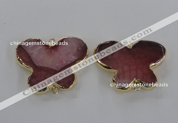 NGC317 30*38mm butterfly agate gemstone connectors wholesale