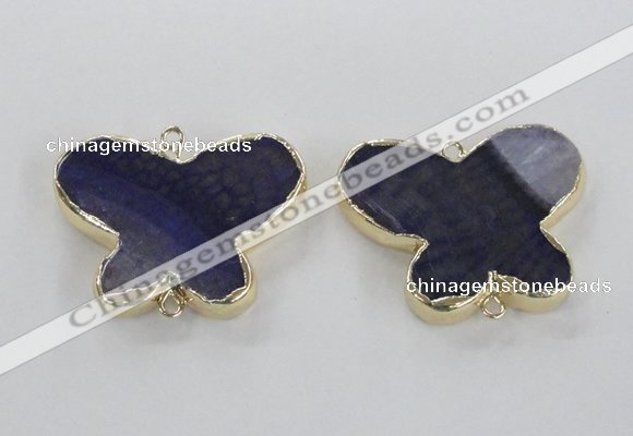 NGC318 30*38mm butterfly agate gemstone connectors wholesale