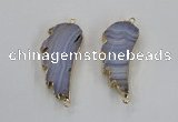 NGC322 16*35mm - 18*38mm wing-shaped agate gemstone connectors