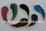 NGC324 18*40mm - 22*55mm wing-shaped agate gemstone connectors