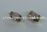 NGC339 15*20mm - 18*25mm faceted nuggets rose quartz connectors