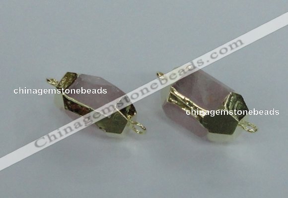 NGC339 15*20mm - 18*25mm faceted nuggets rose quartz connectors