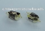 NGC341 15*20mm - 18*25mm faceted nuggets smoky quartz connectors