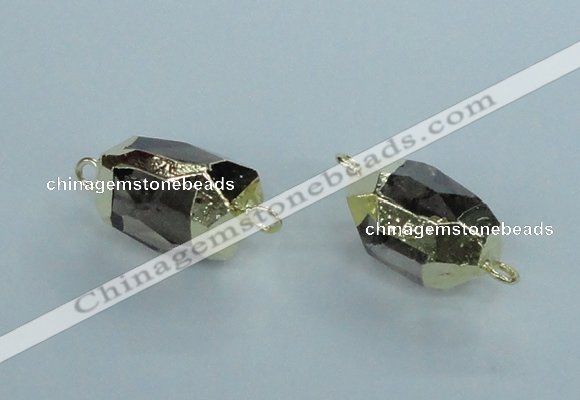 NGC341 15*20mm - 18*25mm faceted nuggets smoky quartz connectors