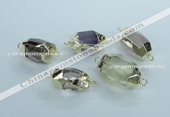 NGC342 15*20mm - 18*25mm faceted nuggets mixed quartz connectors