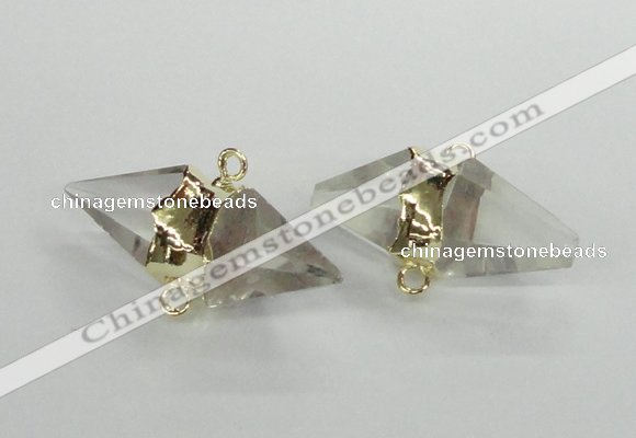 NGC345 18*30mm - 15*45mm faceted bicone white crystal connectors